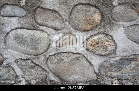 High quality old stone wall  background. Front view with copy space. Stock Photo