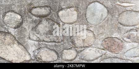 High quality old stone wall  background. Front view with copy space. Stock Photo