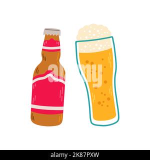 Beer mug and beer bottle vector set clipart Stock Vector