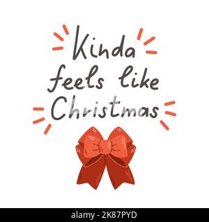 Christmas decorations with Christmas lettering flat design vector Stock Vector