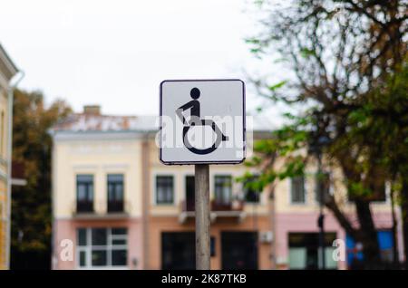 Parking sign for disabled persons Stock Photo