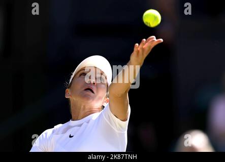 File photo dated 07-07-2022 of Simona Halep, Two-time grand slam champion Simona Halep failed a doping test at the US Open, the International Tennis Integrity Agency has announced. Issue date: Friday October 21, 2022. Stock Photo