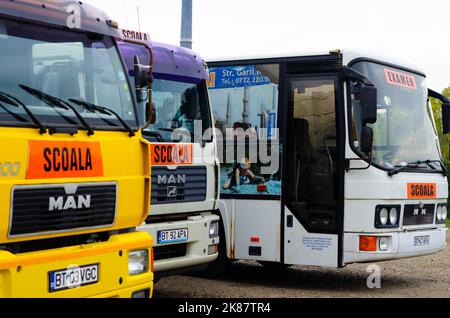 Driving school (scoala) sign, romanian driving school car sign. Truck driving school Stock Photo