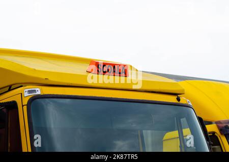 Driving school (scoala) sign, romanian driving school car sign. Truck driving school Stock Photo