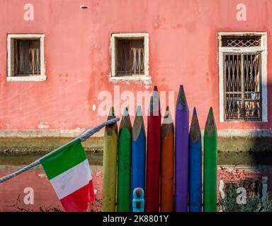 Chioggia glimpse from the arcades along the canals - Chioggia city, Venetian Lagoon, Verona province, Italy Stock Photo