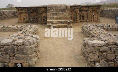 Shrine of the Double-Headed Eagle, Sirkap, Taxila, North West Frontier Province, Pakistan.  The Double-Headed-Eagle Stupa at Sirkap, the Indo-Greek Stock Photo