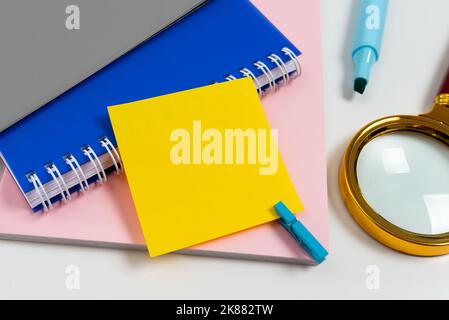 Multiple Assorted Collection Office Stationery Photo With Pens Pencils Notepads Notebook Ruler Stapler Scissors Clippers Paper Clips Holders Clipboard Stock Photo