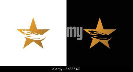 Modern and cool speed boat star logo design Stock Vector