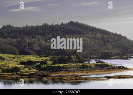 A distant view of Dunvegan castle on Isle of Skye Stock Photo