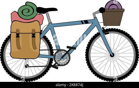 backpacker bicycle Stock Vector