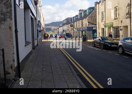 A view of Portree town streets on the Isle of Skye Scotland UK Stock Photo