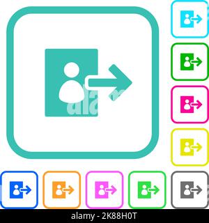 User logout solid vivid colored flat icons in curved borders on white background Stock Vector