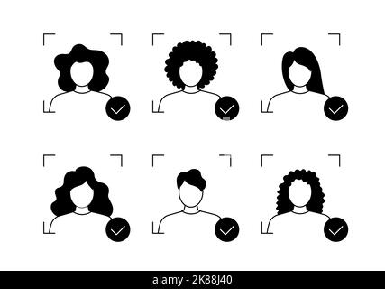 Guy is going through an ID check. Set of pictures with the identification process Stock Vector