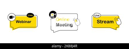 Live Webinar Label Icon Set Stock Vector