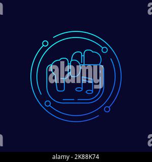 headphones, earbuds in case line vector icon Stock Vector