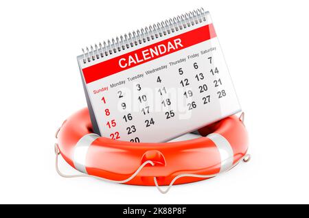 Desk calendar warranty concept. 3D rendering isolated on white ...