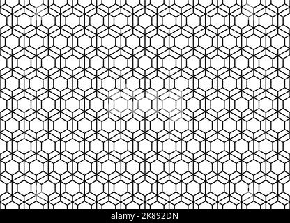 Seamless contour pattern of faceted hexagons Stock Vector