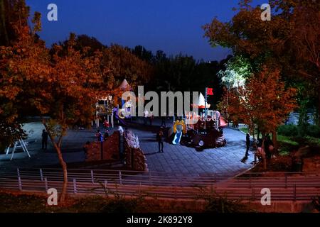 Tehran, Tehran, Iran. 21st Oct, 2022. Iranian children play in a playground in Mellat Park, Iran, on 21 October 2022. Stock Photo