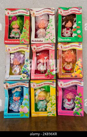 Tres Coroas, Brazil - Circa August 2022: Strawberry Shortcake (Moranguinho) dolls from the 1987 Brazilian collection 'Fruits and Flowers' by Estrela ( Stock Photo