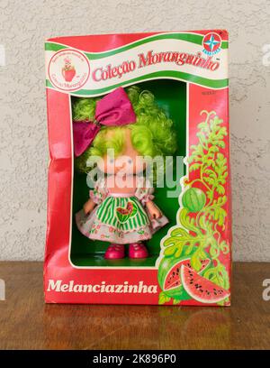Tres Coroas, Brazil - Circa August 2022: 'Little Watermelon' doll (Melanciazinha) from the 1987 Strawberry Shortcake Brazilian collection 'Fruits and Stock Photo