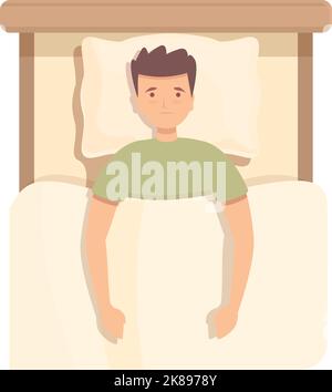 Boy insomnia icon cartoon vector. Bed sleep. Stress sleepy Stock Vector