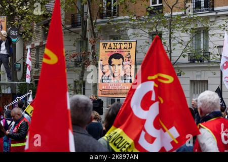 Paris, France. 18th Oct, 2022. Interprofessional demonstration at the call of the unions on October 18, 2022 in Paris, France Stock Photo