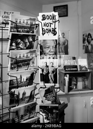 Souvenir postcards for sale at the landmark City Lights Booksellers bookstore in the North Beach district of San Francisco, California. Stock Photo