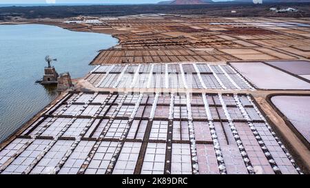 Salinas (saltworks) de Janubio, in Lanzarote island, Canary islands, Spain Stock Photo