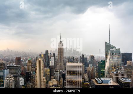 Rainy clouds over the skyscrapers of Manhattan Stock Photo