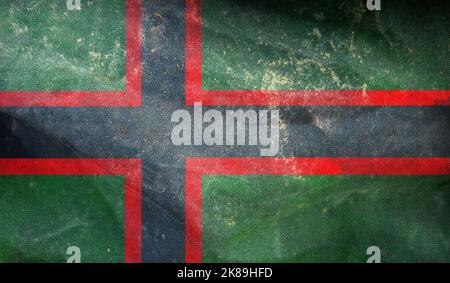 retro flag of Baltic Finns Karelians with grunge texture. flag representing ethnic group or culture, regional authorities. no flagpole. Plane design, Stock Photo