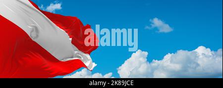  flag of Bantu peoples Lozi people at cloudy sky background, panoramic ...