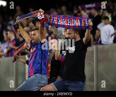 Sabadell, Barcelona, Spain. 20th Oct, 2022. Barcelona Spain 20.10.2022 Supporters FC Barcelona during the La Liga Santander between FC Barcelona and Villarreal CF at Camp Nou on 20 October 2022 in Barcelona. (Credit Image: © Xavi Urgeles/ZUMA Press Wire) Stock Photo