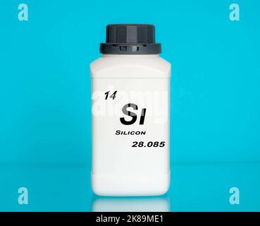 Container of the chemical element silicon Stock Photo