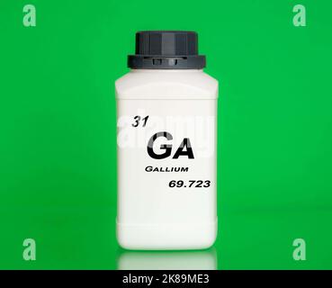 Container of the chemical element gallium Stock Photo