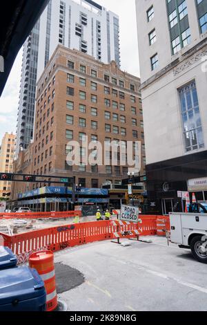 Downtown Miami Road Work at East Flagler Street Stock Photo