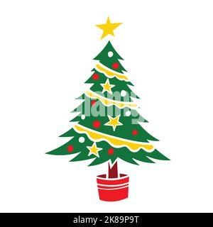 Decorated christmas trees Vector Illustration for christmas element Stock Vector