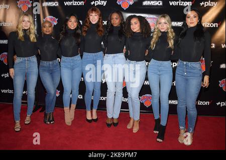 New York, USA. 21st Oct, 2022. The Knicks City Dancers pose on the red carpet for the New York Knicks home opener at Madison Square Garden, New York, NY, October 21, 2022. (Photo by Anthony Behar/Sipa USA) Credit: Sipa USA/Alamy Live News Stock Photo