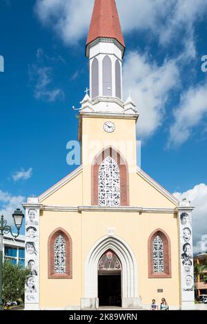 Colonial church, French Polynesia Stock Photo