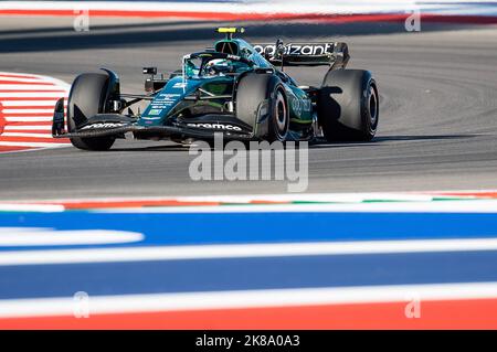 The Americas. 21st Oct, 2022. Sebastian Vettel #05 with Aston Martin Aramco Cognizant F1 Team on track for second practice session at the United States Formula One Grand Prix, Circuit of The Americas. Austin, Texas. Mario Cantu/CSM/Alamy Live News Stock Photo