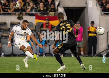 Los Angeles Galaxy midfielder Samuel Grandsir (11) shoots during a MLS playoff match against the Los Angeles FC, Thursday, October 20, 2022, at the Ba Stock Photo