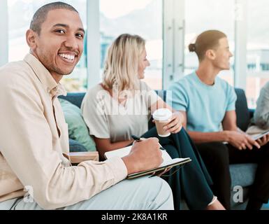 Diversity, business meeting and teamwork collaboration on sofa in modern office. Businessmen and women planning, strategy development and marketing Stock Photo