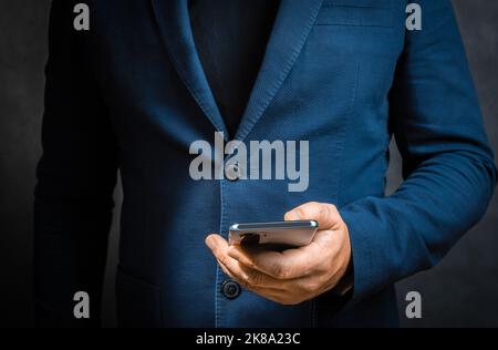 businessman working using mobile phones with customers and plan business strategies, working concepts using technology in most efficient way. copy spa Stock Photo