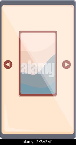 Smartphone online gallery icon cartoon vector. Virtual tour. Real walk Stock Vector