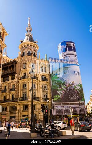 Madrid, Spain - June 19, 2022: Allende Palace in the center of Madrid on Canalejas square Stock Photo
