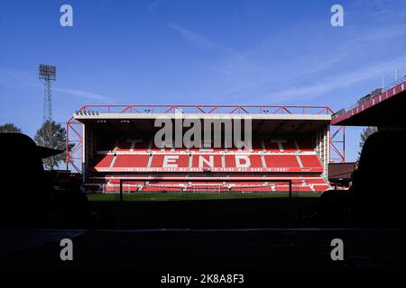 Nottingham, UK. 22nd October 2022Nottingham, UK. 22nd Oct 2022. General view of the Trent End stand ahead of the Premier League match between Nottingham Forest and Liverpool at the City Ground, Nottingham on Saturday 22nd October 2022. (Credit: Jon Hobley | MI News) Credit: MI News & Sport /Alamy Live News Stock Photo