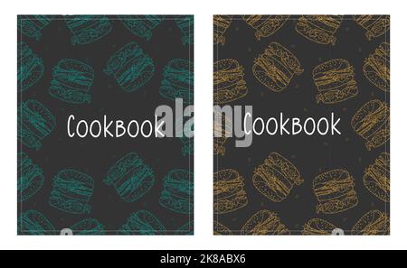 Cookbook background with burger hand drawn. Vector illustration Stock Vector