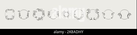 Vintage Frames Set Collection Vector Illustration Template. Stock Vector