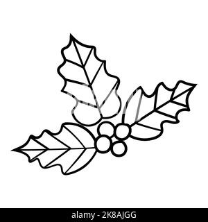Christmas holly leaves with red berries Vector Illustration, for christmas and Happy New Year element. Stock Vector