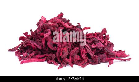 Dry beetroot isolated on the white background. Chopped dried beet. Stock Photo