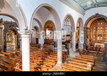 Faro, Portugal - September 8, 2021: Inside of Cathedral of Faro (Sé de Faro) is a Roman Catholic cathedral. The cathedral was consecrated in the name Stock Photo